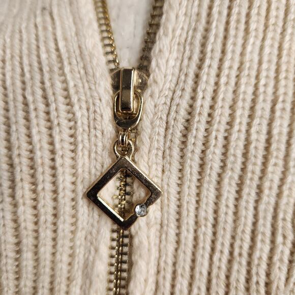 Soft Surroundings Women's Kuka 1/4 Zip Cream Gold Sweater Size 1X - Picture 6 of 8